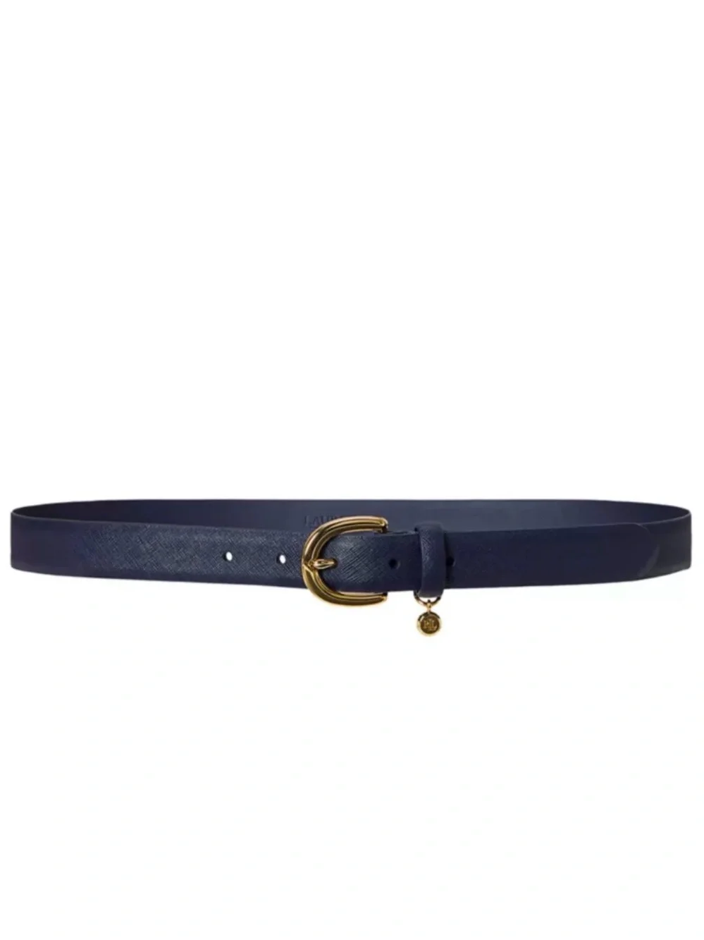 Ralph Lauren Sz XL Women's Charm Crosshatch Leather Belt Lauren Navy 1” Wide